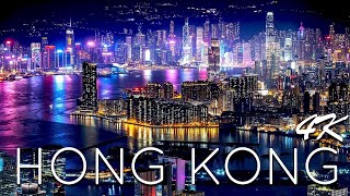 Hong Kong 4K - Flying Over Hong Kong & Relaxing Music - Calm Music