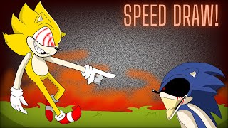 Confronting yourself but it's Fleetway Sonic vs Sonic EXE| SPEED DRAW |