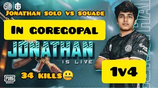 JONATHAN PLAYING SOLO VS SQUADE | 1V4 CLUTCH | WORLD RECORD | IN ROZOK , GOREGOPAL | BETS ASSAULTER