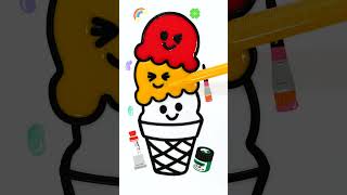 Kawaii Ice cream Drawing, Jelly Painting, Coloring | Corn ice cream With Jelly #drawing #coloring