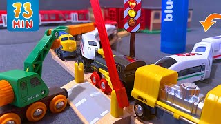 Züge lernen Farben + 8 Episoden am Stück | Eisenbahn Schienen Brio Spielzeug aus Holz für Kinder