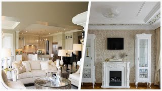 75 White Living Room With A Wood Fireplace Surround Design Ideas You'll Love ☆