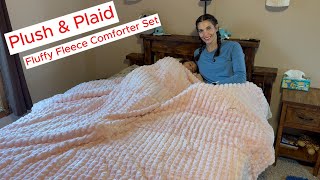 Plush & Plaid Fluffy Fleece Comforter Set, cute, warm and soft! #comforter #fleece #fleeceblanket