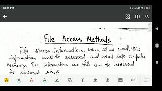 Operating System:File AccessMethods, Sequential Access, Direct Access