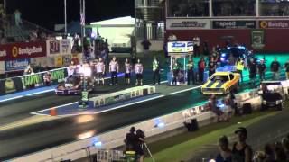 Santo's Cranes Super 3 Extreme Drag Race 30-3-13 Willowbank Raceway Corvette vs Dodge Funny Car