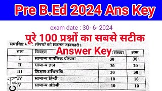 CG PRE BEd ANSWER KEY 2024