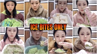 EATING SUPER CRUNCHY ICE WITH MATCHA POWDER / ICE VIDEO COMPILATION