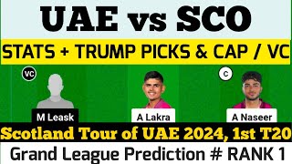 UAE vs SCO Dream11 Prediction | UAE vs SCO Dream11 Team | uae vs scotland today 1st t20i match |