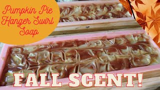 Making and Cutting Pumpkin Pie Hanger Swirl Soap