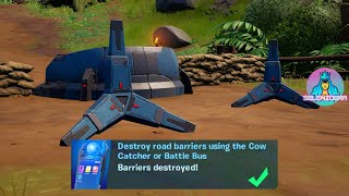 Establish Device Uplink & Destroy Road Barriers using the Cow Catcher or Battle Bus (5) | Fortnite