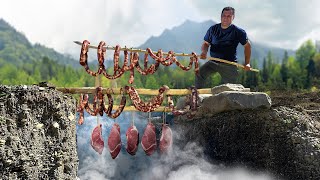 Ancient Technology of Cooking Homemade Smoked Jerky Meat in the Mountains!