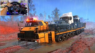 SnowRunner Giant Titanium Truck: 20 Wheels Transport Vehicles with Logitech G29 Gameplay