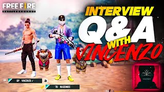 INTERVIEW WITH VINCENZO FREE FIRE QUESTIONS AND ANSWERS (ENGLISH) #1