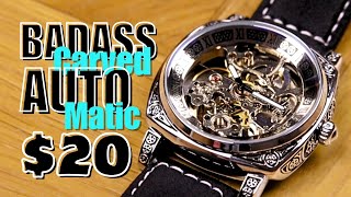 CARVED Panerai Styled Automatic Skeleton Watch Review - What Do I Get For $20?