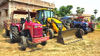 Jcb 3dx Working with all my Tractors | Swaraj Tractor | Sonalika Tractor | Mahindra Tractor