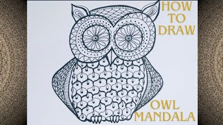 How to draw owl mandala - Easy beginners owl mandala drawing- step by step mandala