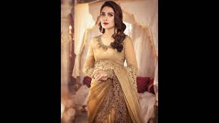 Ayeza khan looking gorgeous in brown saree and velvet dress.