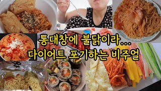 폭식 고도비만 먹방 / 통대창 불닭볶음면 연유 바나나우유 토마토 스파게티 생라면 뿌셔먹기 해물볶음밥 강릉순두부찌개 불고기김밥 부대찌개 팥밥 불고기 소풍도시락 수박화채 구구콘 바밤바