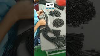 Hook Attachment at the Two Ends of Drawstring ➤ Draw Cord Making #shorts #garments #drawstring #rmg