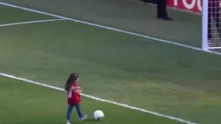 Salah's daughter scores a goal for the Anfield crowd