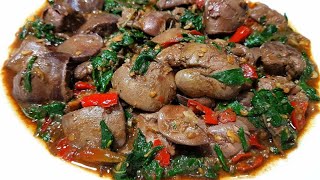 Fried Chicken Liver With Holy Basil |ឆាម្រះព្រៅជាមួយថ្លើមមាន់|ผัดกะเพราตับไก่ |  Sieng Sokea Cookin