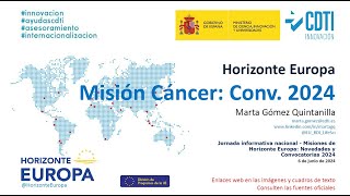 Jornada Misiones Horizonte Europa: Novedades y Convocatorias 2024 (06/06/2024). Misión Cáncer