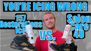 These kicks were TOO YELLOW to ice?! You're Icing Wrong! Ep. 9 157 Restorations Ice Vs Salon Care 40