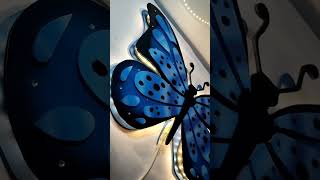 Mariposa azul LUZ LED, lámpara decorativa de pared en madera#lamparas #lamparasdemadera #aerografia