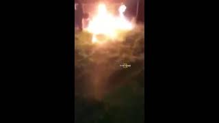 Guy catches pool on fire