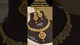 Premium quality brass High gold antique Rajwadi with mina colour necklace set... WhatsApp 8660158594