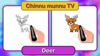 How to Draw a Deer?- ChinnuMunnuTv |Cute Drawings for Kids|மான்  வரையலாம் வாங்க|varayalam vaanga