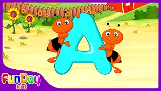 ABC Flashcards | Learn ABC First Words | Flashcards A to Z for Toddlers & Kids - @FunDayKid