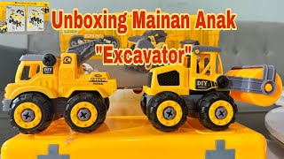 Unboxing Mainan Anak | Mobil Truck Excavator | Merakit Mainan