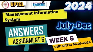 Management Information System|Week6|Quiz 6|Assignment 6 | NPTEL | Swayam | July-Dec 2024 #nptel