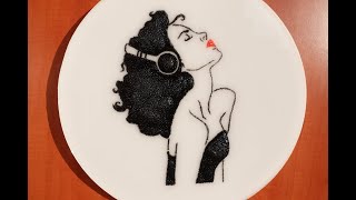 A girl listening to music / resin / vector face art / sandart / belle / stencil