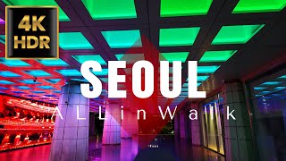 Gwanghwamun to Seoul Station Night View, Seoul, Korea | 광화문에서 서울역까지 산책 | 4K HDR