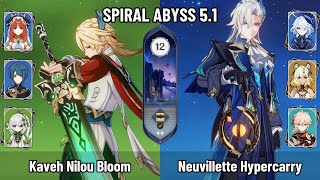 C0 Kaveh Nilou Bloom Team | C0 Neuvillette Xilonen Hypercarry | Spiral Abyss 5.1 | Genshin Impact