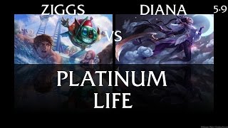 CHILLIN7 as Ziggs vs Diana Mid - S5 Platinum Ranked Gameplay #127