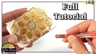 Gold Mandala Dot Art Rock Painting Tutorial on Santorini | Great for Beginners!