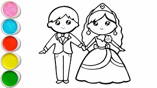 Cute Bride and Groom Drawing, Painting & Coloring For Kids and Toddlers_ Child Art