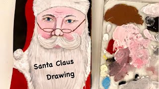 How to paint Santa Claus portrait step by step | acrylic painting tutorial | easy Christmas drawing