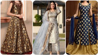 Brocade partywear dress designs | Bnarsi Wedding dresses #brocadedesigns #bnarsi #brocadesilk #viral