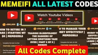 Memefi All Videos Codes Today | Memefi 22 October All YouTube videos Codes #memefi