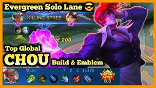 CHOU BEST BUILD 2020 | CHOU MOBILE LEGENDS, CHOU EVERGREEN META, MLBB, CHOU CARRY GAMEPLAY, ML