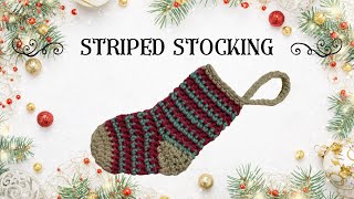 Crochet Christmas Stocking - Striped Mini-Stocking - Xmas Decoration