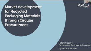 Market Development for Recycled Packaging Material through Circular Procurement