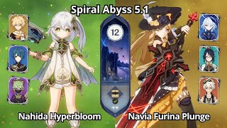 F2P C0 Nahida Hyperbloom & C0 Navia Furina Plunge - Spiral Abyss 5.1 Floor 12 Genshin Impact