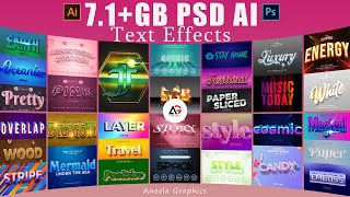 7.1+GB Text Effects Templates In PSD & AI Files |Aneela Graphics|