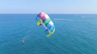 Parasailing drone footage from Aris Water Sports