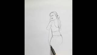 Women in saree drawing//easy women  drawing  with pencil